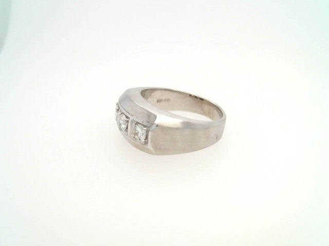 Vintage 14 Karat White Gold 10 Mm Wide 3 Diamond Band Ring