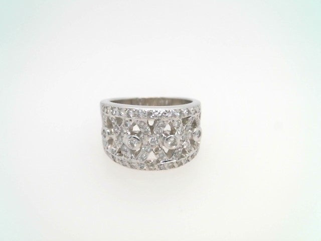 Vintage 18 Karat White Gold "X" Design Diamond Band Ring