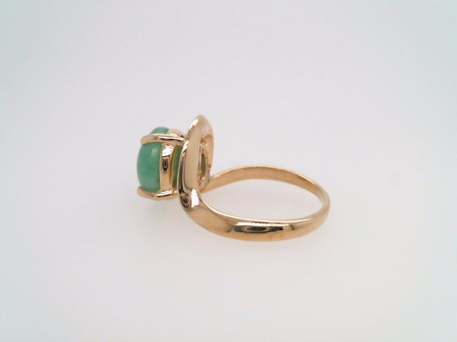 Vintage 14 Karat Yellow Gold Freeform Jade Ring