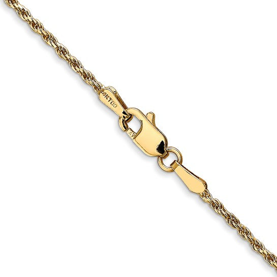 14 Karat Yellow Gold 1.3 Mm Diamond Cut Rope Chain 18 Inch