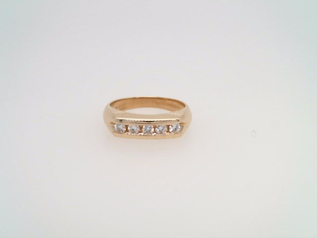 Vintage 14 Karat Yellow Gold 5 Diamond Channel Set Band Ring