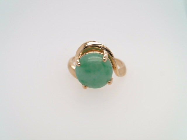 Vintage 14 Karat Yellow Gold Freeform Jade Ring