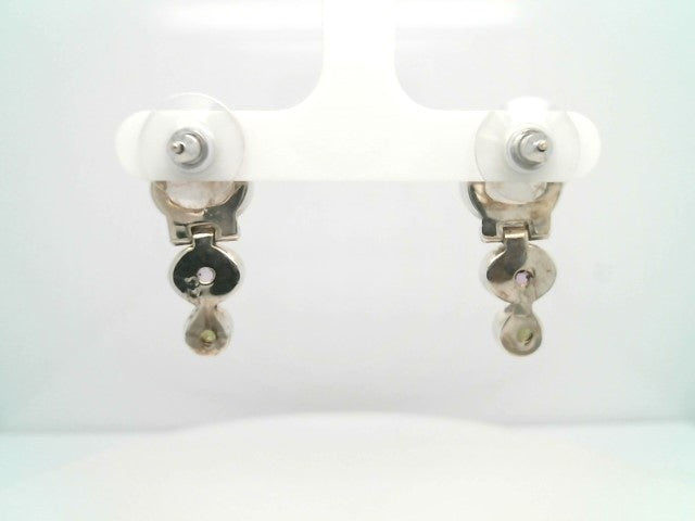 Vintage Sterling Silver Rutilated Quartz, Amethyst & Peridot Drop Stud Earrings