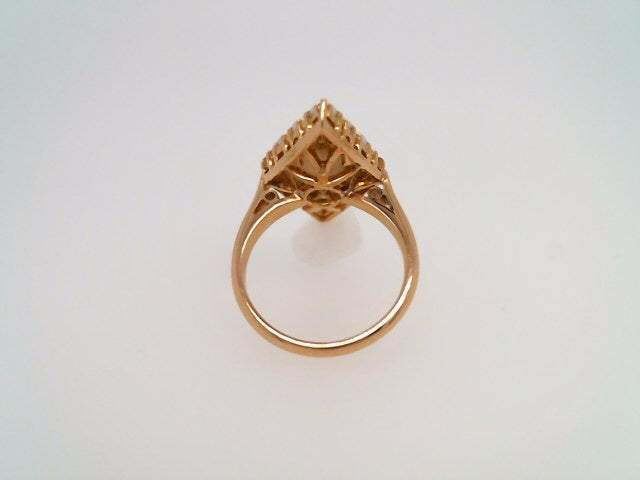 Vintage 18 Karat Yellow Gold Elongated Diamond Shape Pearl Cluster Ring