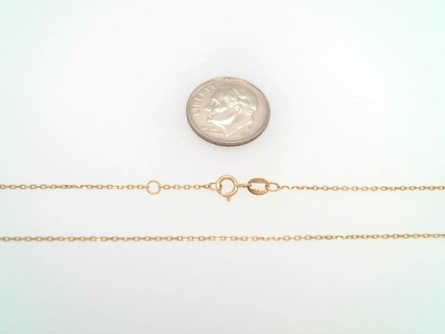 14 Karat Yellow Gold .8 Mm Diamond Cut Cable Chain, 16.5"