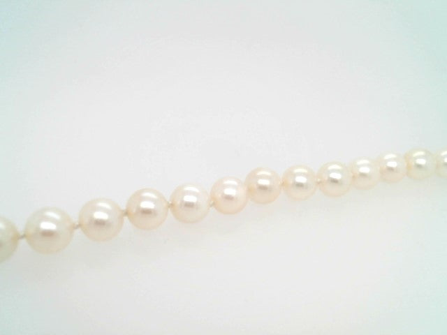 14 Karat Yellow Gold 6.5 Mm Near Round Cream Cultured Akoya Pearl Bracelet, 7"