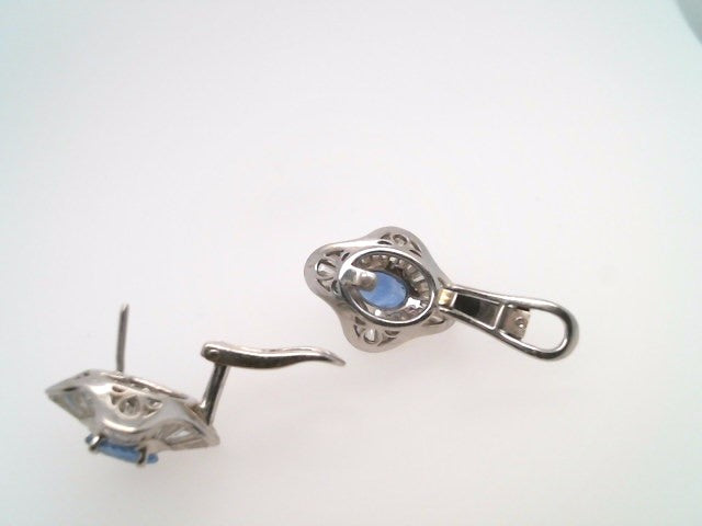 Vintage 18 Karat White Gold Tanzanite & Diamond "Ballerina" Style Earrings