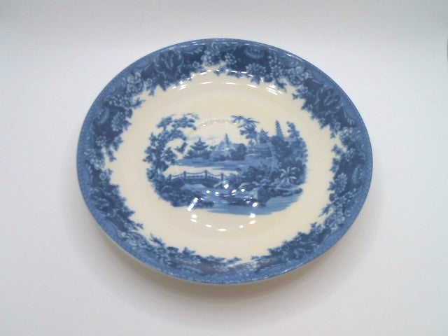 Pagoda Blue Transferware Porcelain Tea Cup And Saucer