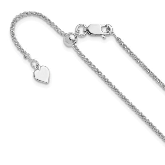 Sterling Silver 1.5 Mm Spiga Link Adjustable Chain, 22"