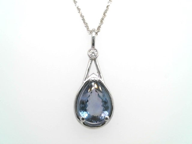 14 Karat White Gold Tanzanite & Diamond Pendant
