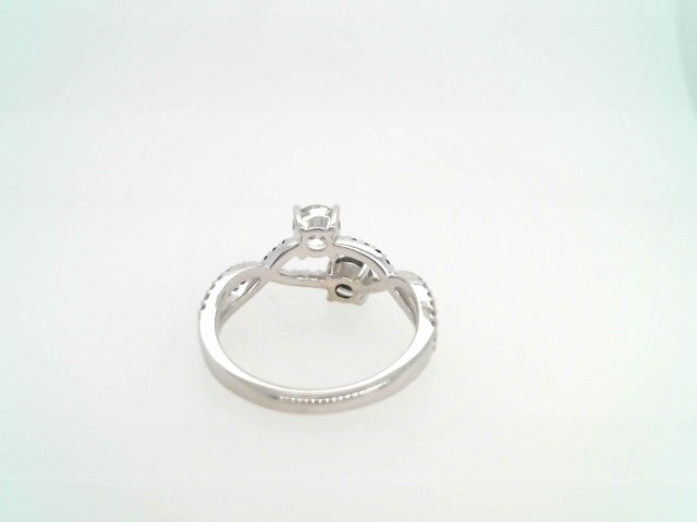 14 Karat White Gold Black & White Diamond "Toi Et Moi" Bypass Style Ring