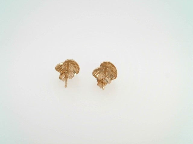 Vintage 14 Karat Yellow Gold Diamond Cut Heart Stud Earrings