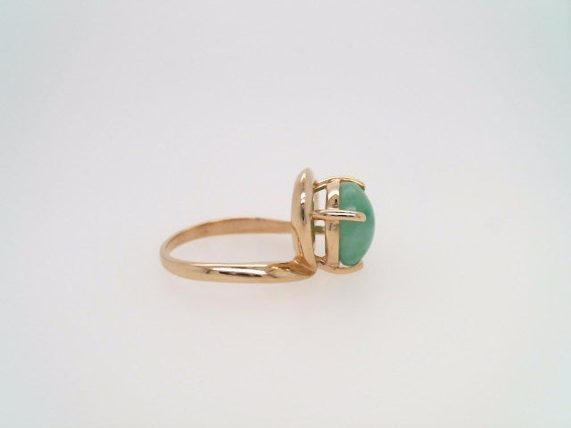 Vintage 14 Karat Yellow Gold Freeform Jade Ring