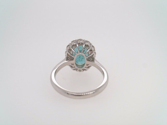 14 Karat White Gold Emerald & Diamond Halo Style Ring