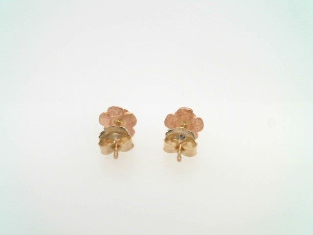 Vintage 14 Karat Rose & Yellow Gold 6.5 Mm Roses Stud Earrings