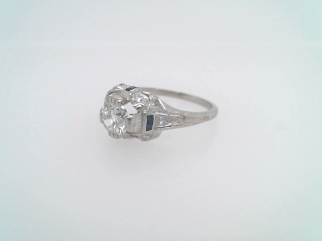 Antique Art Deco Platinum Diamond & Sapphire Ring