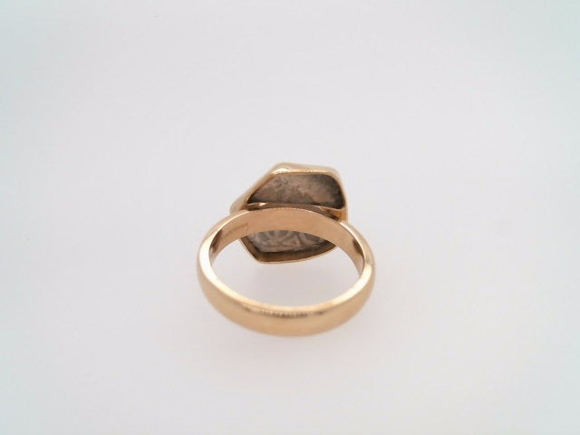 14 Karat Yellow Gold Bezel Set Silver 1/2 Reales Coin Ring