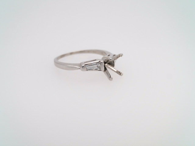 **Online Clearance** Platinum Engagement Ring Mounting With A Tapered Baguette Diamond On Each Side
