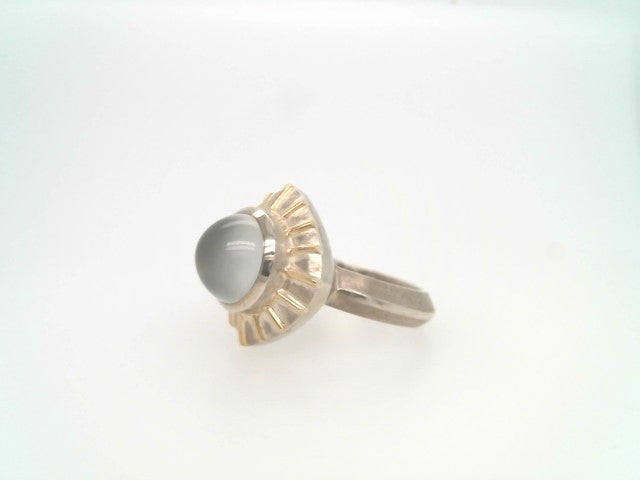Sterling Silver & 18 Karat Yellow Gold "Crossroads" Moonstone Ring