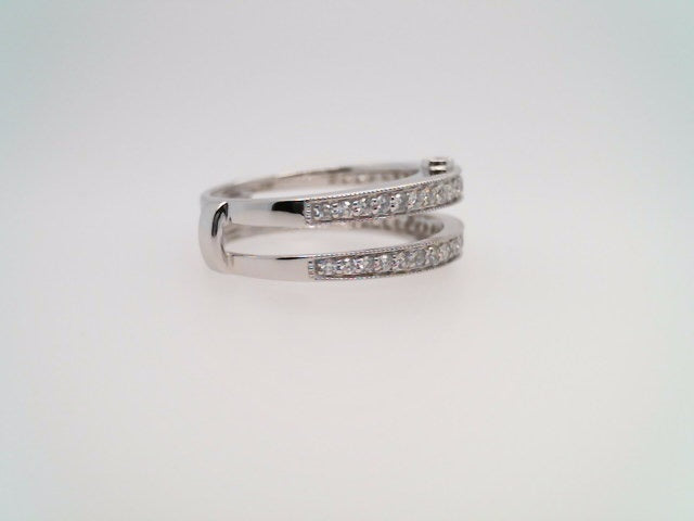 14 Karat White Gold Bead Set Diamond Ring Jacket With Milgrained Edge .68 Ctw