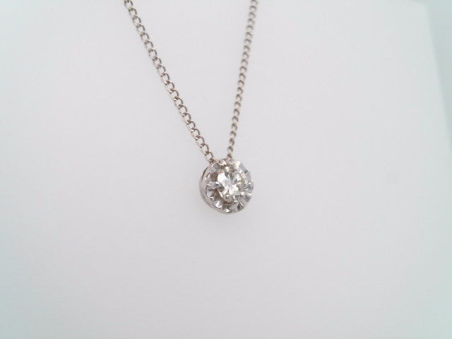 Vintage 14 Karat White Gold Illusion Set Diamond Solitaire Pendant