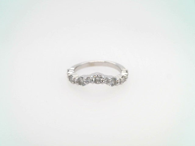 Vintage 14 Karat White Gold Shared Prong Set Curved Diamond Band Ring