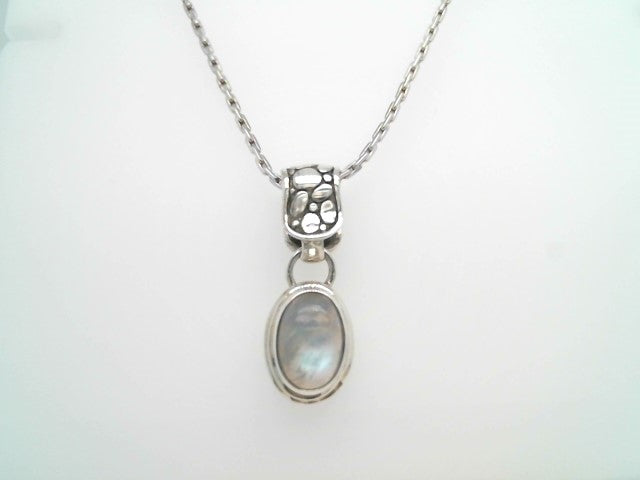 Vintage Sterling Silver Oval Bezel Set Moonstone Pendant