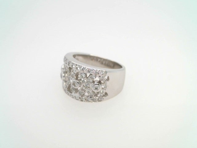 Vintage 18 Karat White Gold "X" Design Diamond Band Ring