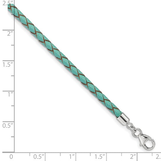 Teal Leather Choker/Wrap Necklace & Bracelet 14 Inch with 2 Inch Extender