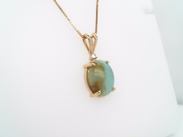 14 Karat Yellow Gold Opalite & Diamond Pendant