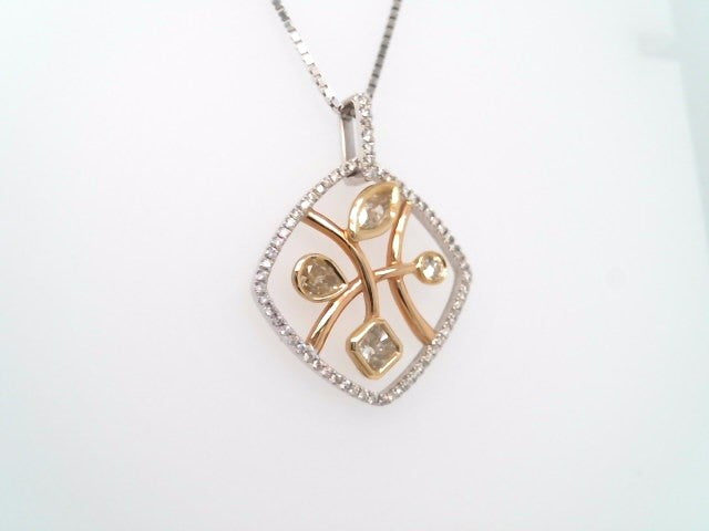 18 Karat White, Yellow, And Rose Gold White & Yellow Diamond Free-Form Pendant