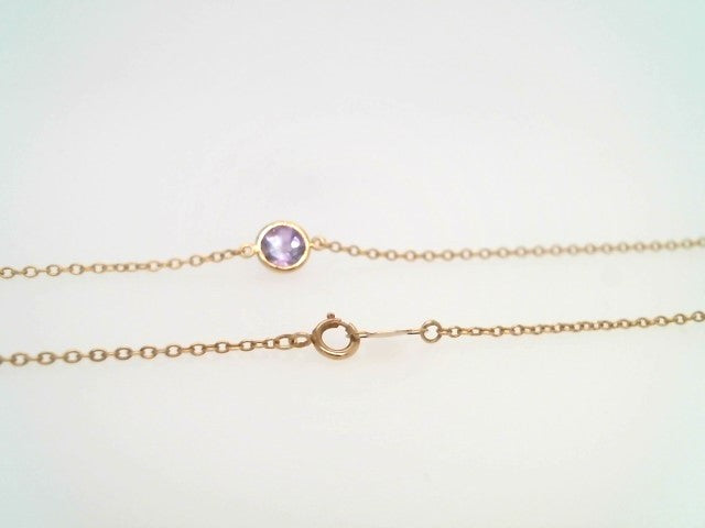 Vintage 14 Karat Yellow Gold Amethyst "By The Yard" Style Station Necklace, 18"