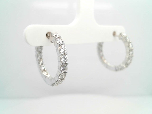 14 Karat White Gold Lab Grown Diamond Inside/Out Style Hoop Earrings 20 X 20 Mm
