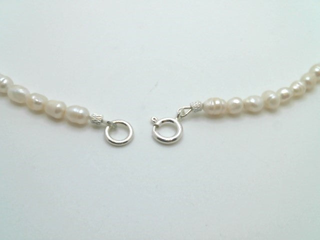 Sterling Silver Florida Lettered Olive Shell And Freshwater Pearl 1/2 Collar Necklace 19"