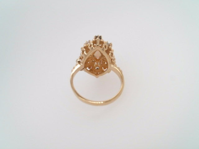 Vintage 14 Karat Yellow Gold Opal & Diamond Marquise Shaped Cluster Ring