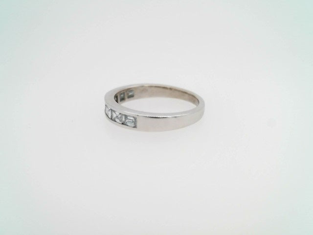 Vintage 14 Karat White Gold Emerald Cut Diamond Channel Set Band Ring