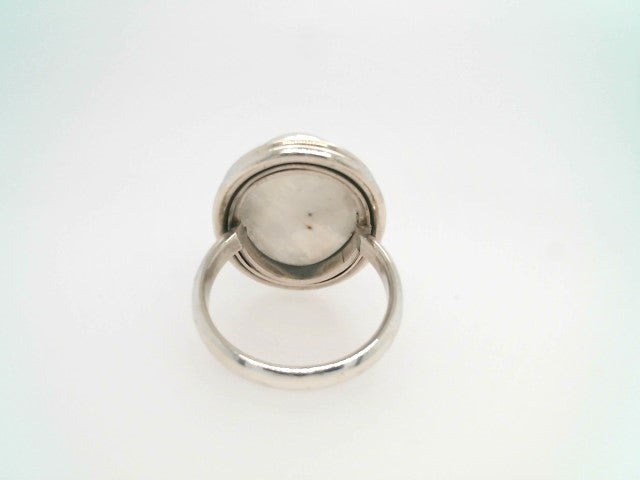 Vintage Sterling Silver Bezel Set Cabochon Moonstone Solitaire Ring