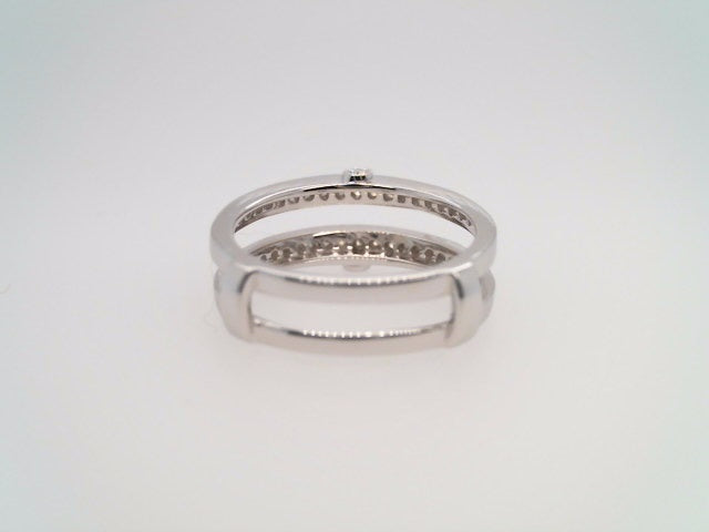 14 Karat White Gold Bead Set Diamond Ring Jacket With Milgrained Edge .68 Ctw