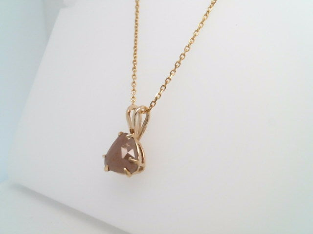 14 Karat Yellow Gold Triangular Diamond Slice Solitaire Pendant