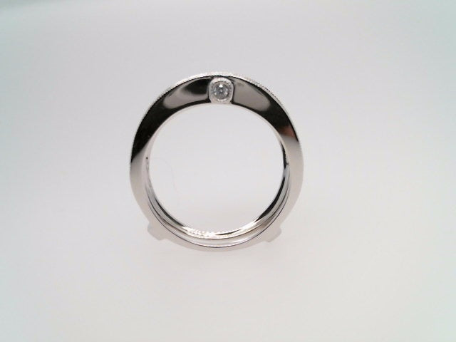 14 Karat White Gold Bead Set Diamond Ring Jacket With Milgrained Edge .68 Ctw