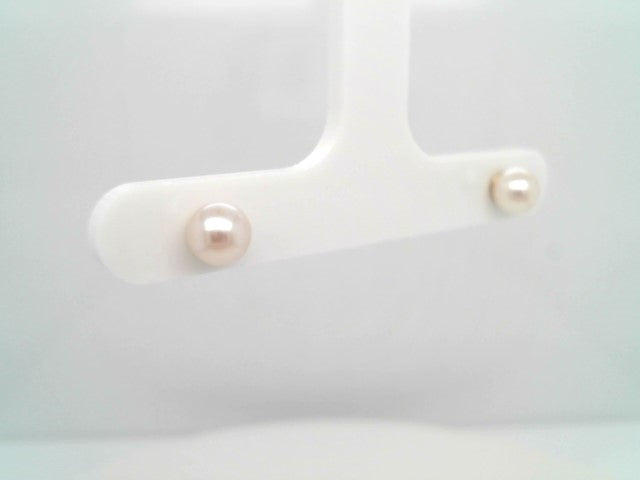 Vintage 14 Karat Yellow Gold 5 Mm Akoya Pearl Stud Earrings