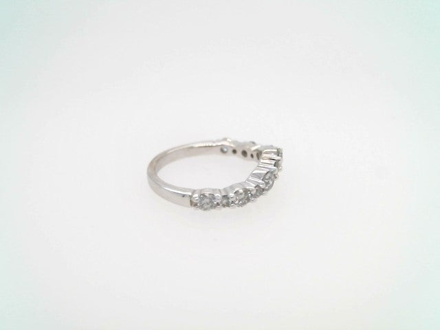 Vintage 14 Karat White Gold Shared Prong Set Curved Diamond Band Ring