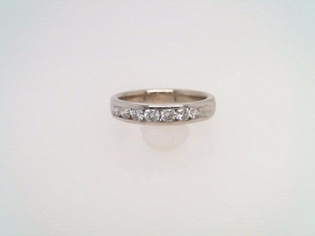 Vintage 14 Karat White Gold 7 Stone Channel Set Diamond Band Ring