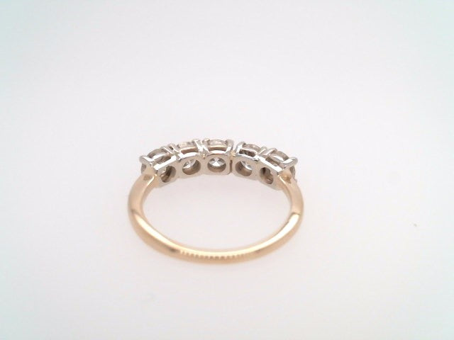 Vintage 14 Karat Yellow & White Gold 5 Stone Diamond Band Ring