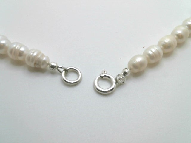 Sterling Silver Indian River Oyster Shell And Freshwater Pearl Necklace 19"