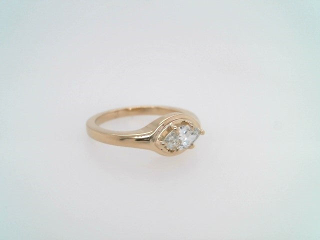 14 Karat Yelllow Gold East/West Set Marquise Diamond Solitaire Ring
