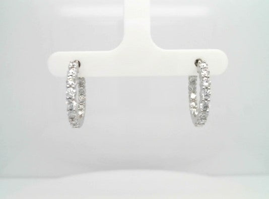 14 Karat White Gold Lab Grown Diamond Inside/Out Style Hoop Earrings 20 X 20 Mm