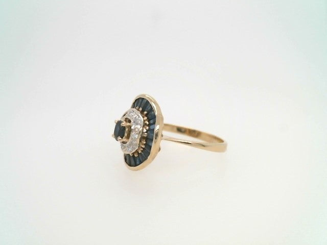 Vintage 14 Karat Yellow Gold Sapphire & Diamond "Ballerina" Style Ring
