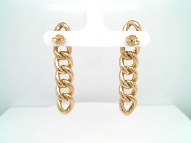 Vintage 18 Karat Yellow Gold Curb Link Chain Dangle Earrings