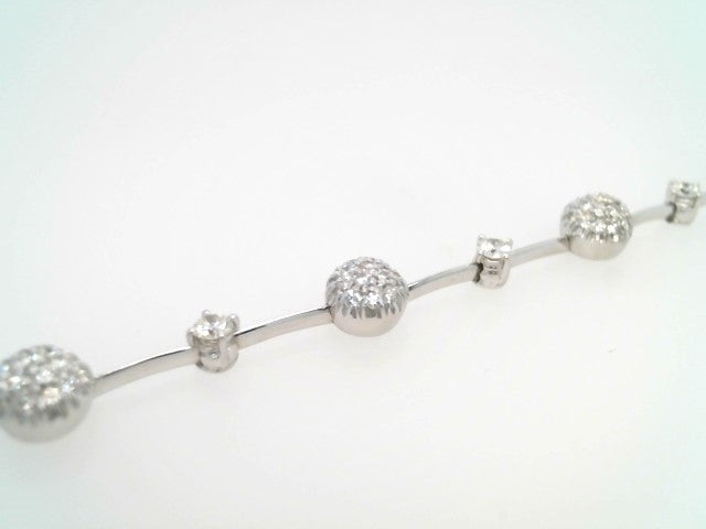 Vintage 18 Karat White Gold Diamond Station Line Bracelet